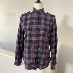 Zadig & Voltarie Eagle Bedazzled Plaid Flannel Women's Large Tess Carreaux